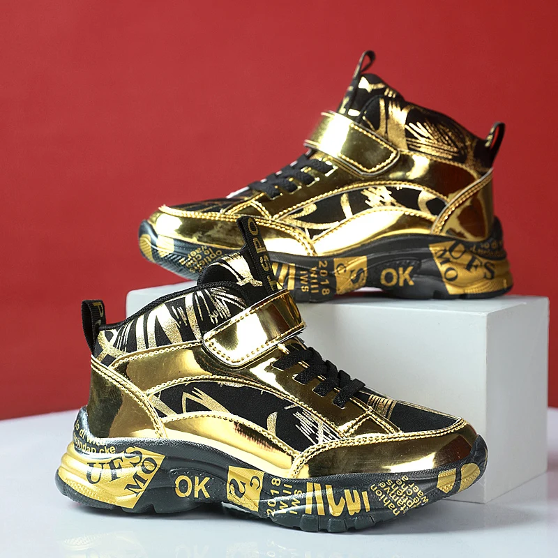 

Пара детских всесезонных спортивных туфель с высоким берцем и кожаным верхом, повседневная обувь на толстой подошве, размеры 28-40, JT-H855