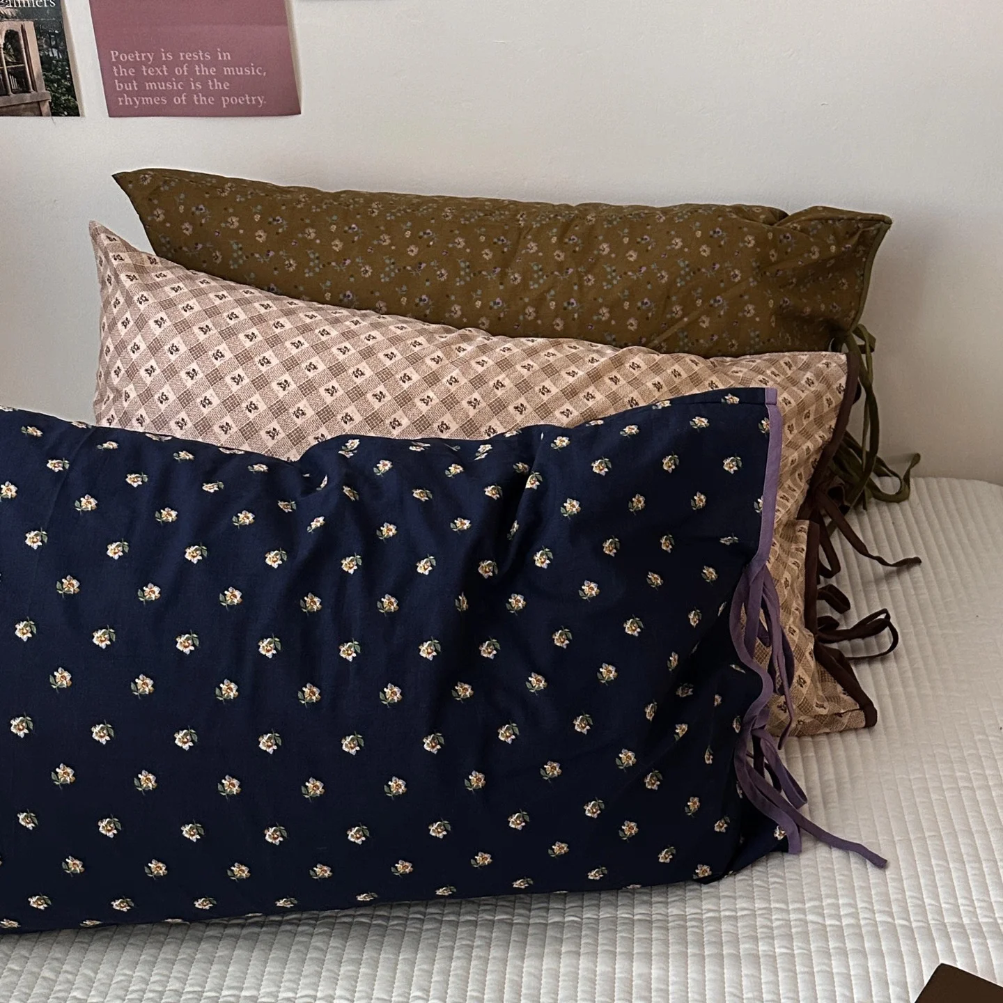 Single Piece Flower Cotton 48*74cm Solid Pillow Cover Soft Floral Comfortable Rectangular Pillowcase