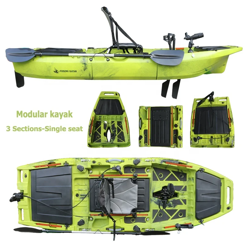 

10-футовый (3 метра) моторизованный разборный каяк с педальным приводом и гребным винтом, прочный, портативный, из HDPE, для рыбалки, одноместный