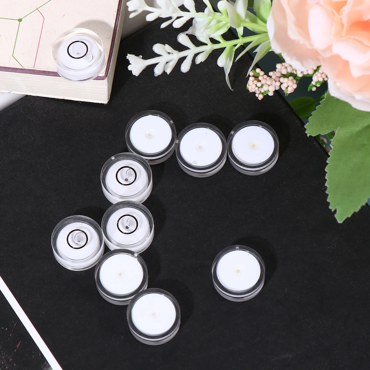 

16pcs Horizontal Bubble Level Surface Circular Leveler Round Bubbles Tripod Leveling Tool White High Precision for Universal