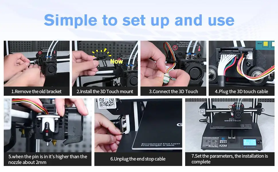 GEEETECH 3D Drucker teile Auto Nivellierung Sensor 3D Touch V 3,2 Pro Hohe präzision, 4 Sets Aluminium Legierung Nivellierung Muttern mit 2 kabel