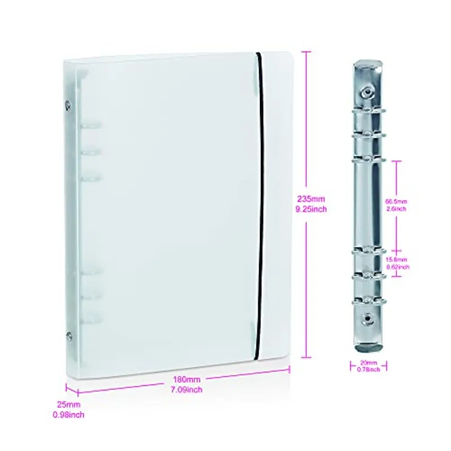 Cubierta de carpeta de 6 anillas A5 con cierre de botón Sp, Protector de carcasa de cuaderno de hojas sueltas para páginas de planificador de 6 agujeros, inserto de repuesto