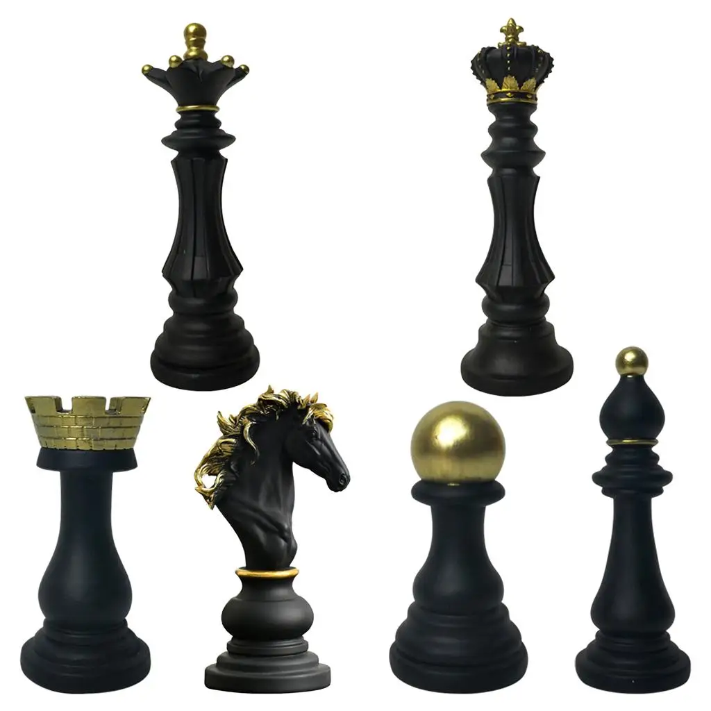 Resin Chess Statue Sculpture Ornaments Modern Figurine Craft Board Games Accessories Decoration Table Wine Cabinet Arrangement