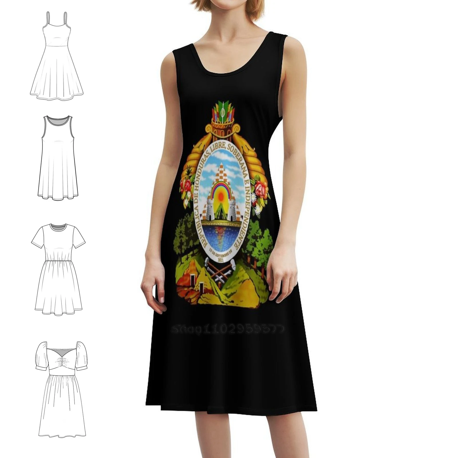 معطف من الأسلحة من هندوراس فستان بوهيمي عتيق بأكمام منتفخة أو خيارات بدون أكمام للنساء فستان هندوراس تنس هندوراس #1