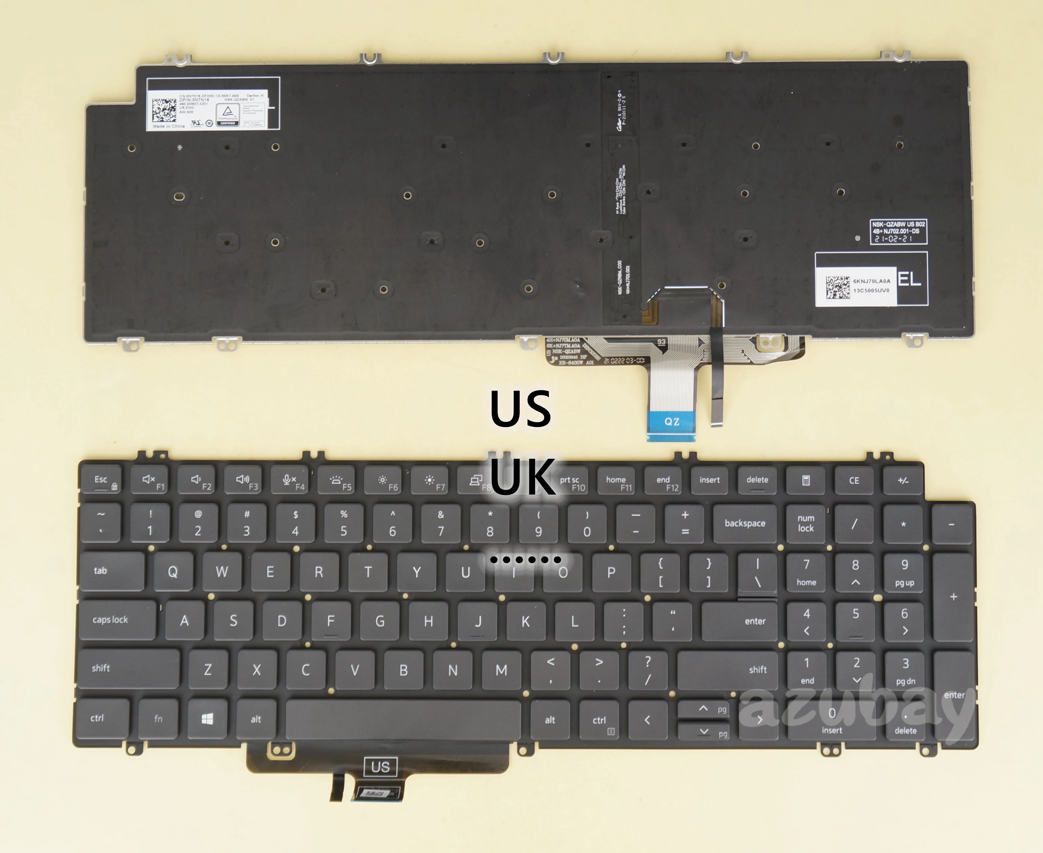

US UK Canadian Keyboard for Dell Latitude 5520 5521, Precision 3560 3561 0N7N16 0T6FVY 0NCC1H PK133MM2B15 DLM20F9 Backlit