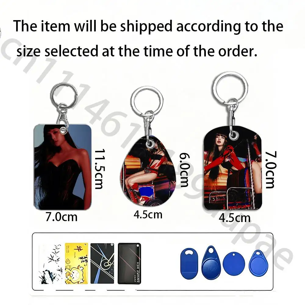 L-LISA P-PRESS PLAY Protective Printed Leather Card Case Metal Keychain for Bank Credit Bus Subway ID Cards
