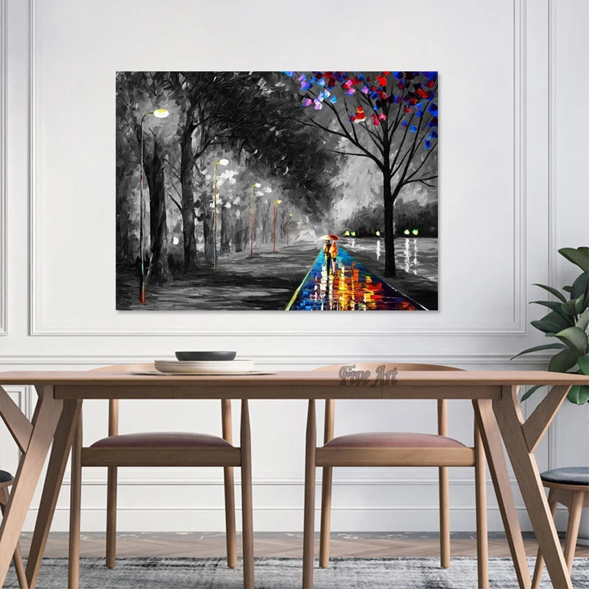 100% Handmade High Quality Modern Abstract Street Oil Painting Home Decoration Canvas Living Room Wall Picture Custom Artwork