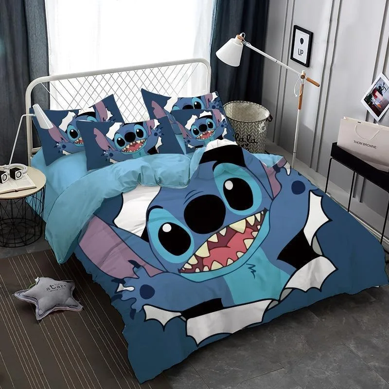 Disney Lilo & Stitch Kawaii Animation Printed Children's Soft, Skin-friendly and Comfortable Home Four-piece Bedding Set