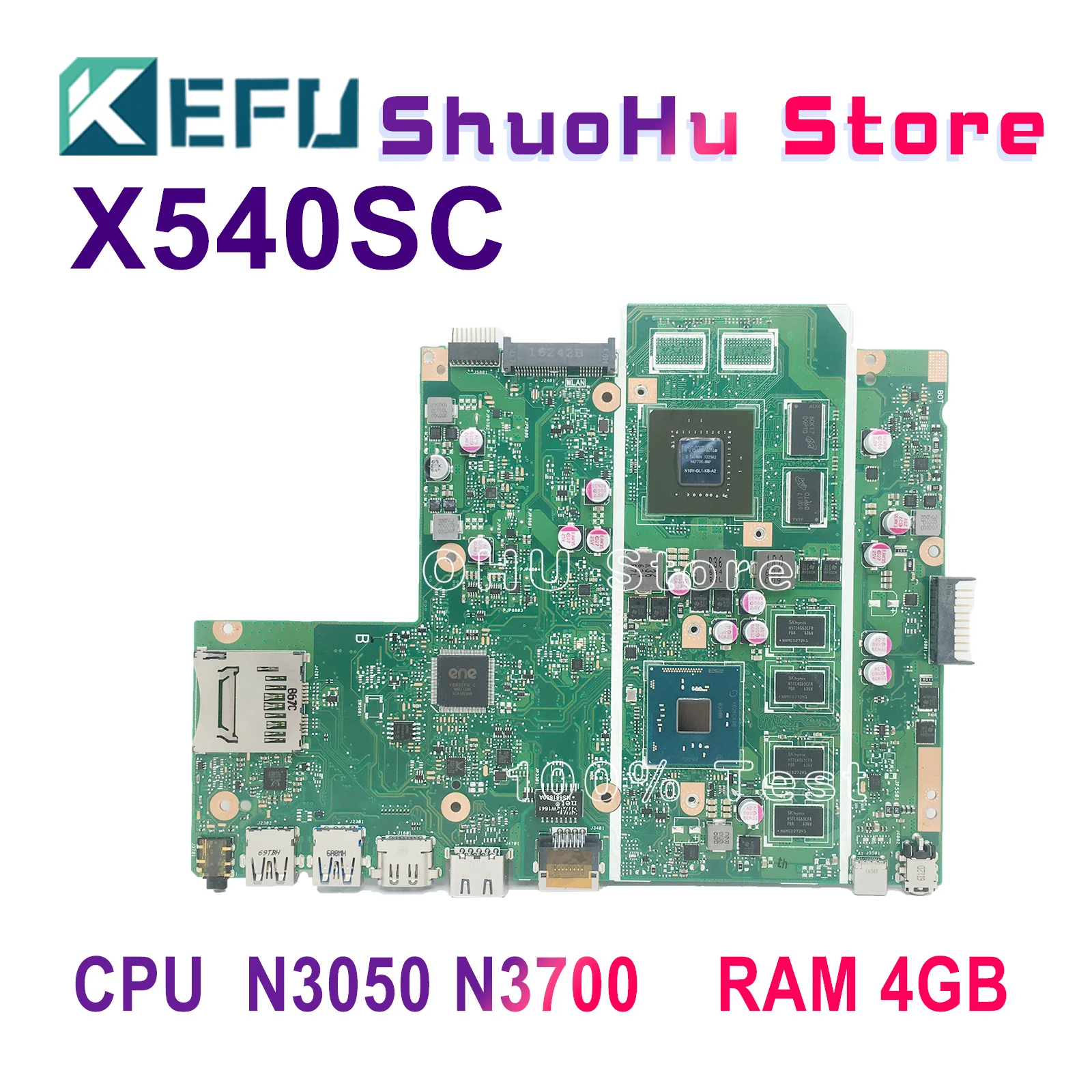 

KEFU X540SC Mainboard For ASUS X540SC X540SCA F540SC Laptop Motherboard Tested CPU/N3050 N3700 4GB/Memory 100% Working Well