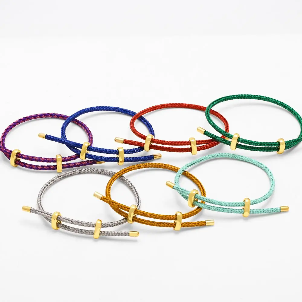 OCESRIO Fashion Multicolor Brass Bracelet Wrist Chain Thread String Adjustable Stainless Steel accesorios de joyería brth08