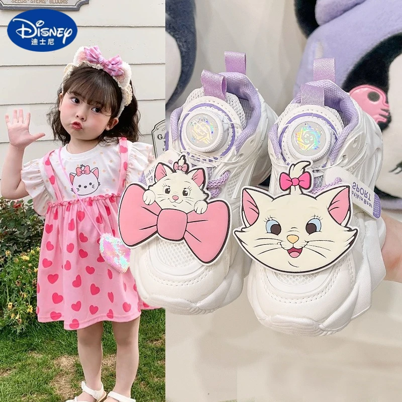 

2025 Disney Girls' Cat Sneakers - Breathable Mesh Dad Shoes for Running, Lightweight & Stylish for Kids Children Casual Shoes