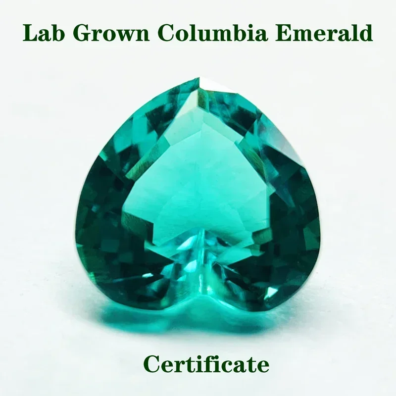 

Lab Grown Colombia Emerald Green Heart Shape Charms Beads Gemstone VVS1 Selectable AGL Certificate Charms DIY for Jewel Making