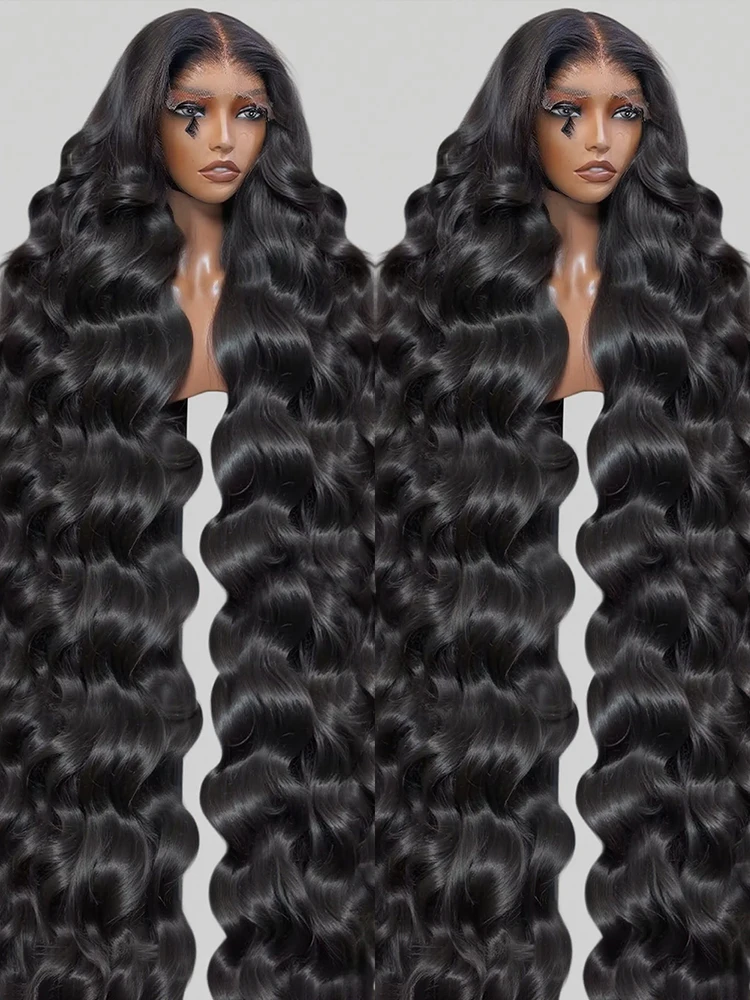 Peruka z ludzkich włosów brazylijskich, body wave, 40-46 cali, 13x6 HD lace frontal, gęstość 300%, 13x4 360 full lace front, wstępnie wyskubana dla kobiet.