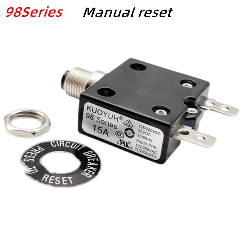 1PCS KUOYUH88/98AR Motor Uses Overcurrent and Overload Protector Circuit Breaker 3/4/6/8/9/10/12/14/15/20/25/30/50/5A Auto-reset