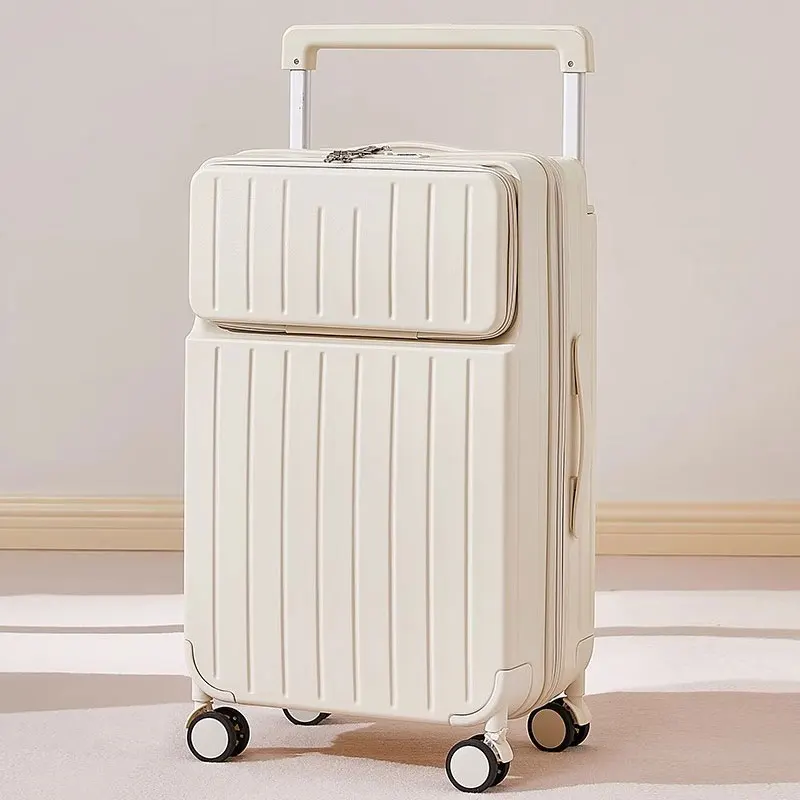 Wide Trolley Front Opening  Suitcase 2024 Female Suitcases Small Lightweight Boarding 26 Inch Password Suitcase Boys