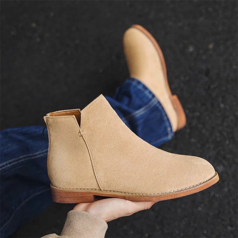 

Роскошный бренд, дизайн ручной работы, мужская обувь из натуральной кожи, классические дизайнерские ботильоны «Челси» на плоской подошве, уличная противоскользящая офисная обувь