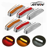 ATVOV 2pcs 12V 24V 6 LED Side Marker Lights Car Clearance Lamp Indicator Warning Tail Light Chrome Bezel Trailer Truck Lorry Bus