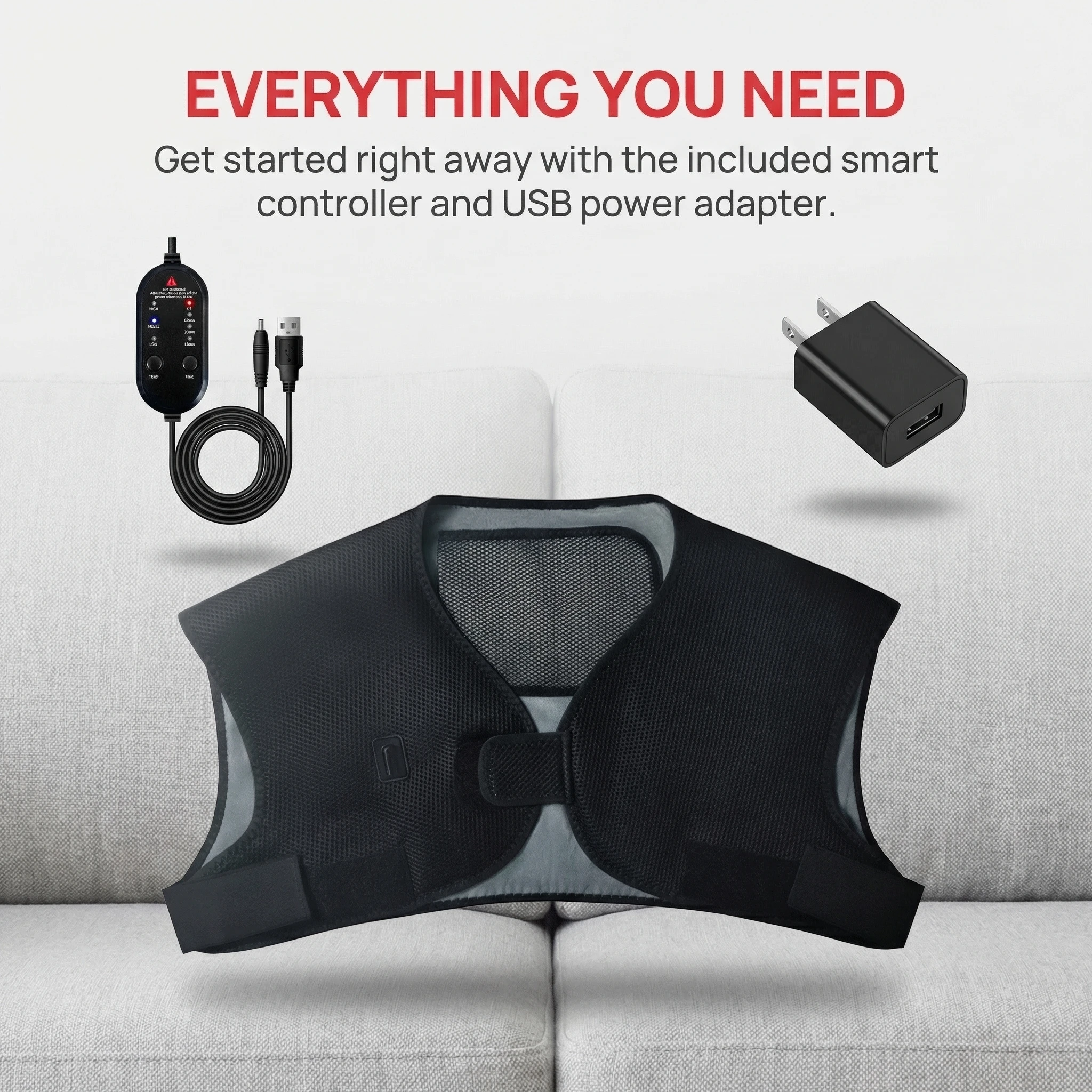Electric Heating Shoulder Brace Vest 3 Gear Functions Shoulder Back Muscle Relaxation Winter Home Office Helpful for Sleep