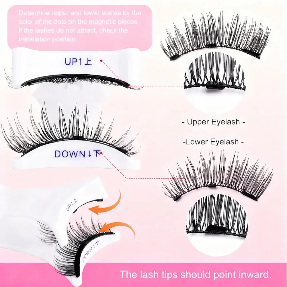 رموش صناعية مغناطيسية مع علبة محمولة، رموش كثيفة وطبيعية سهلة الاستخدام للمبتدئين، تمديد الرموش ثلاثي الأبعاد للمكياج