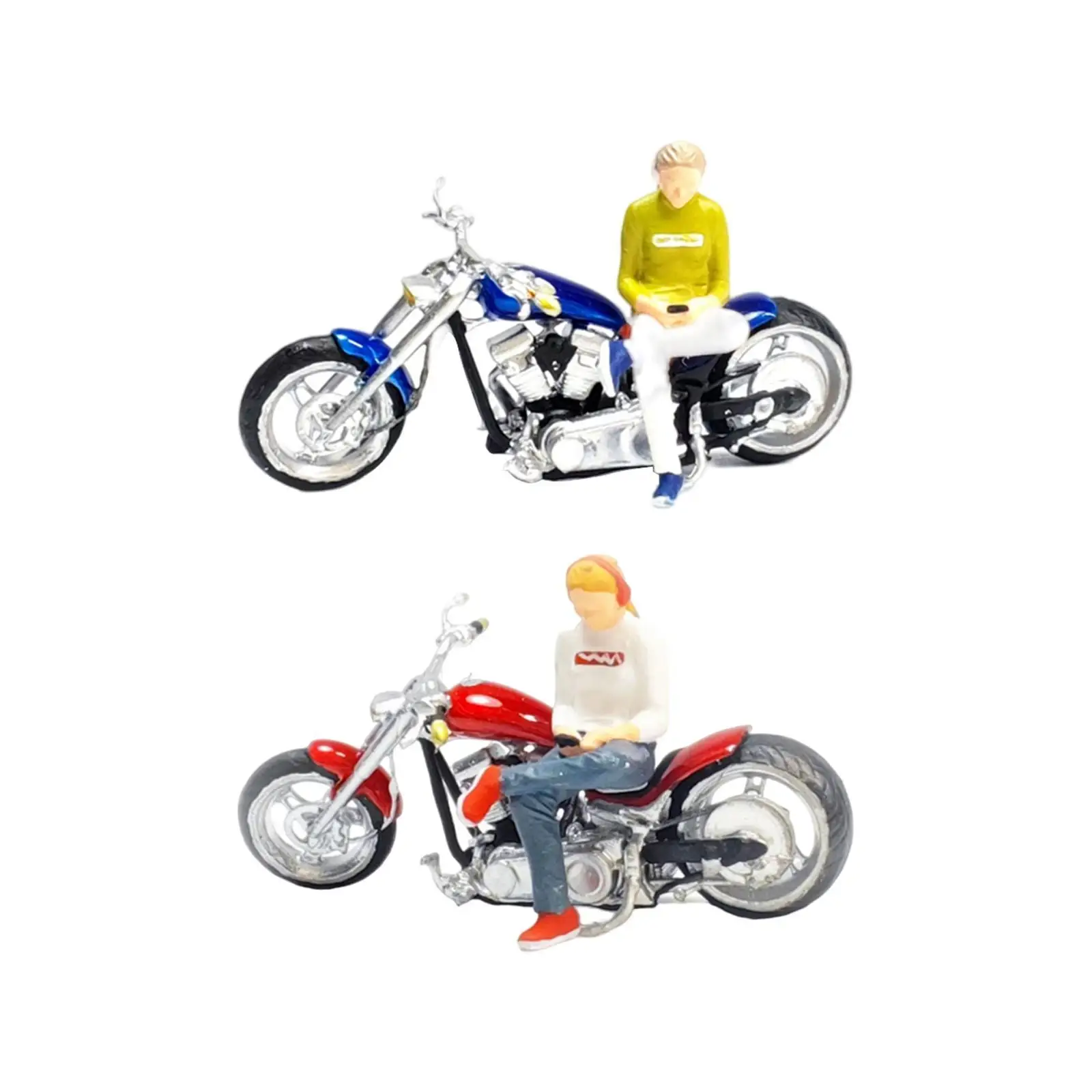 1:64 Scale Girl Motorcycle Model Model Figure Collection Fairy Garden Hand Drawing Tiny People Model Miniature Diorama Figure