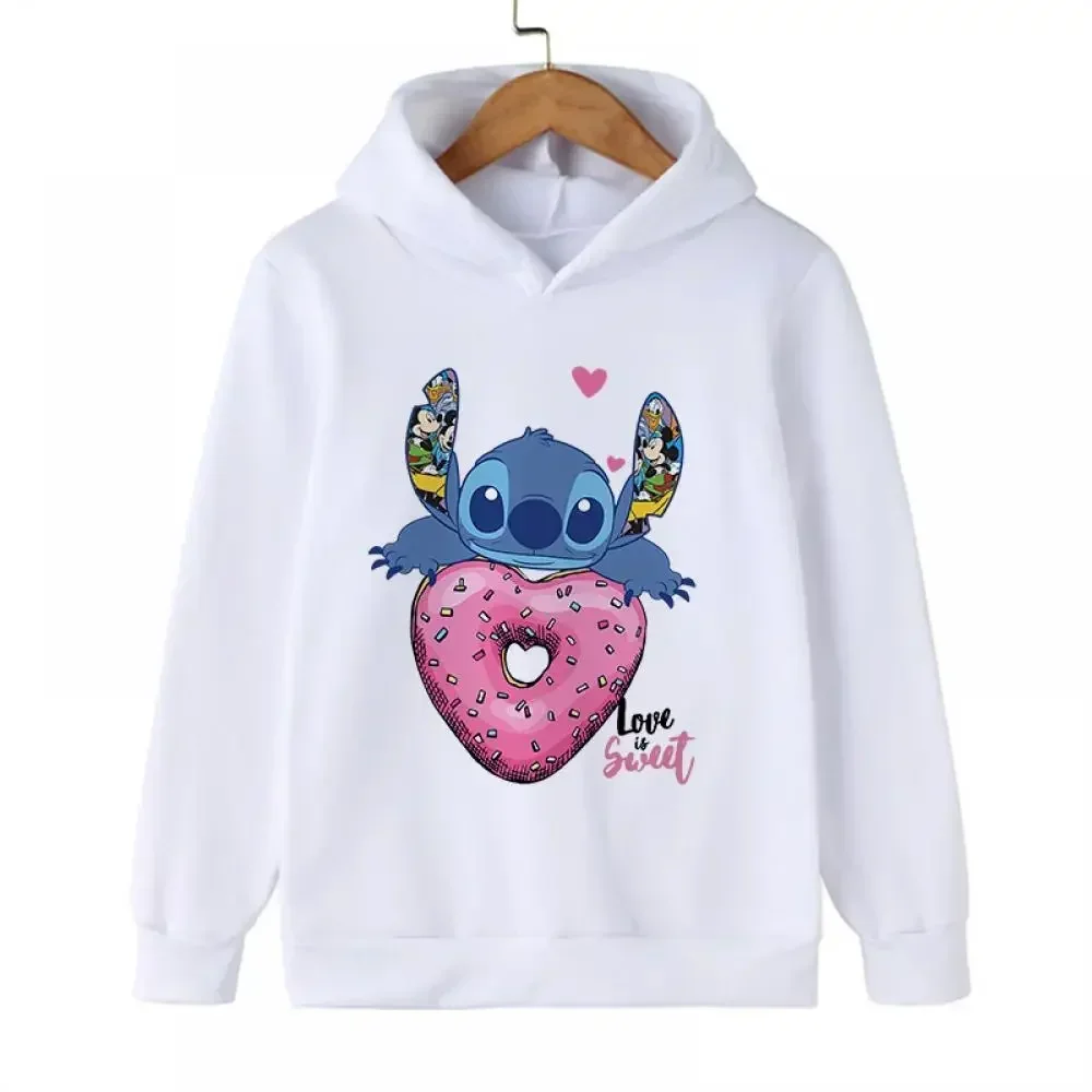 Anime Stitch Hoodie Cartoon Women Clothing Long Sleeve Hooded Pullover Woman Sweatshirt Manga Hoody Casual Clothing Female Top