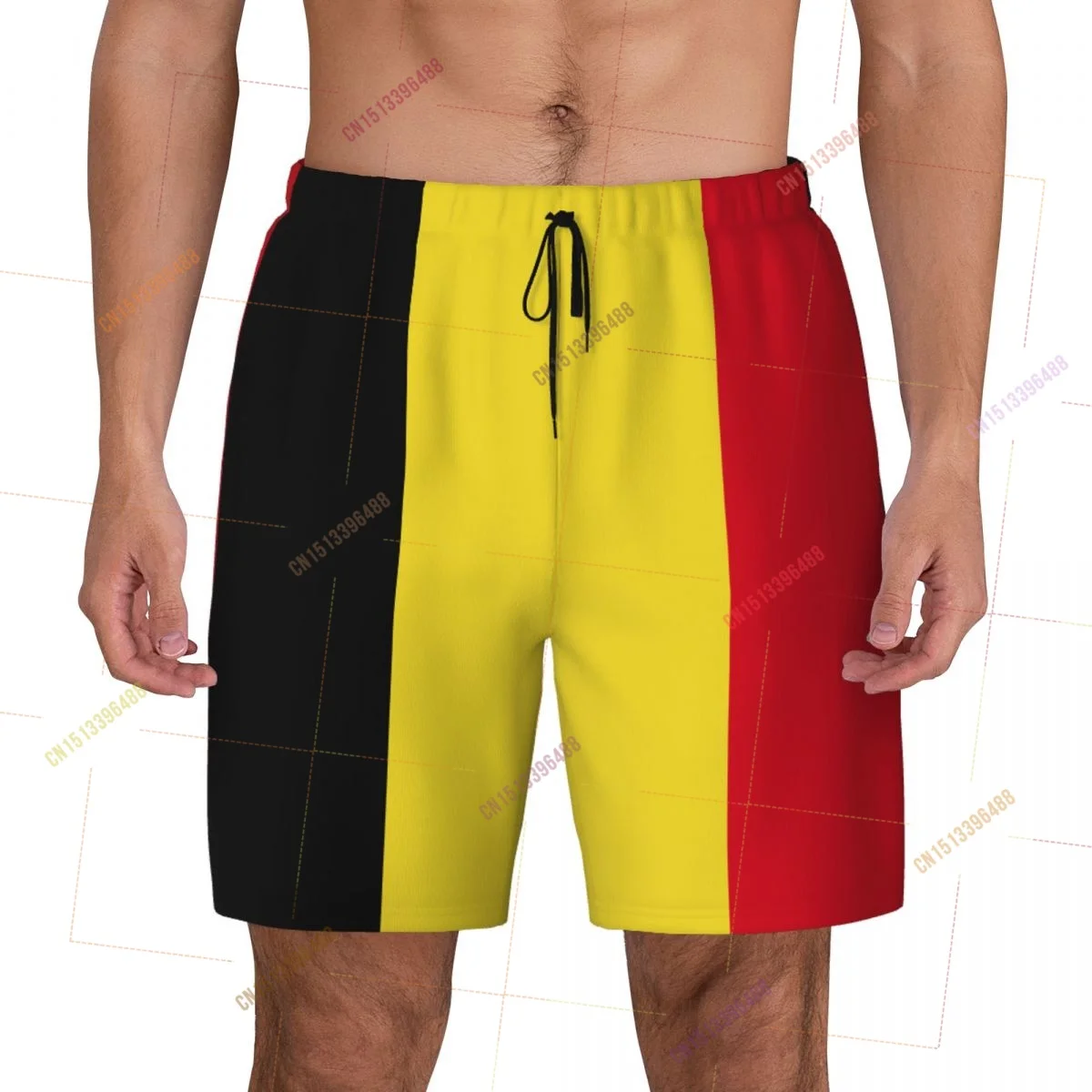 2026 Belgium Flag Top Print 3D Mens Swimming Trunks Hawaiian Bathing Beach 2 in 1 Quick-Dry Summer Swim Shorts With Pockets