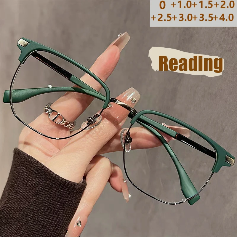 Retro Semi-framed Eyebrow Frame Men's Anti-blue Light Reading Glasses For Middle-aged And Elderly People 630