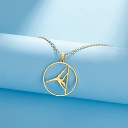 Amaxer Sexy Pole Dance Rhythmic Gymnastics Round Pendant Necklace Women Stainless Steel Gymnast Yoga Sport Jewelry  Accessories