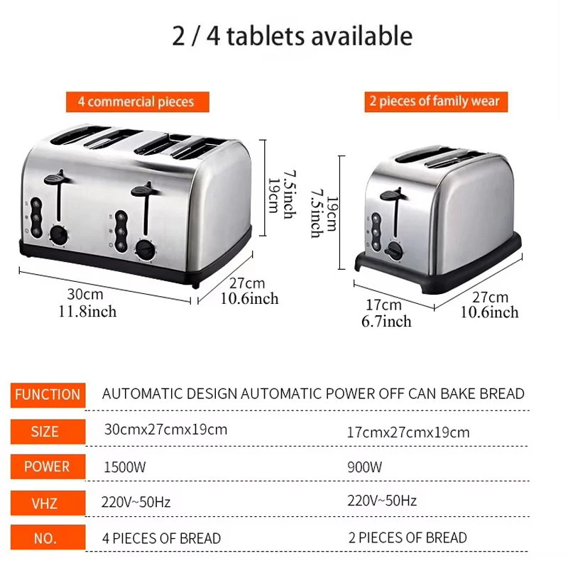 2025 High Quality Electric 4 Slice Toaster Commerical Bread Slicer Toaster Machine Prices