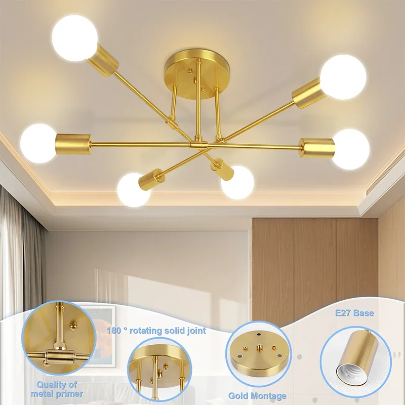 LED chandelier Living Light Modern Luxurious Restaurant E27 Lamp Bulb Nordic Retro Home Decor Lighting Fixture