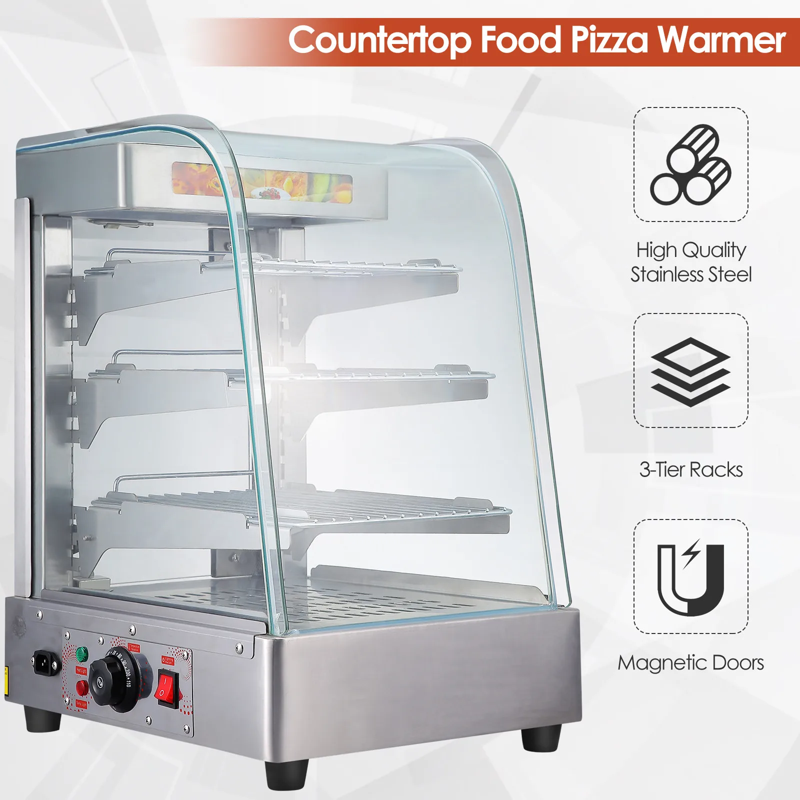 

Stainless Steel Display Cabinet Pizza Burger Grilled Chicken Warming Cabinet Convenience Store Supermarket Display Cabinet