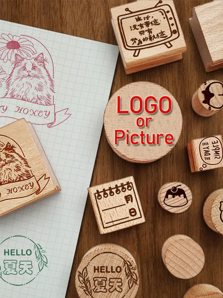 شركة الطوابع المطاطية المخصصة تخصيص ختم شعار شخصي الأعمال الصغيرة الزفاف اليدوية ختم خشبي العلامة التجارية ختم حزمة