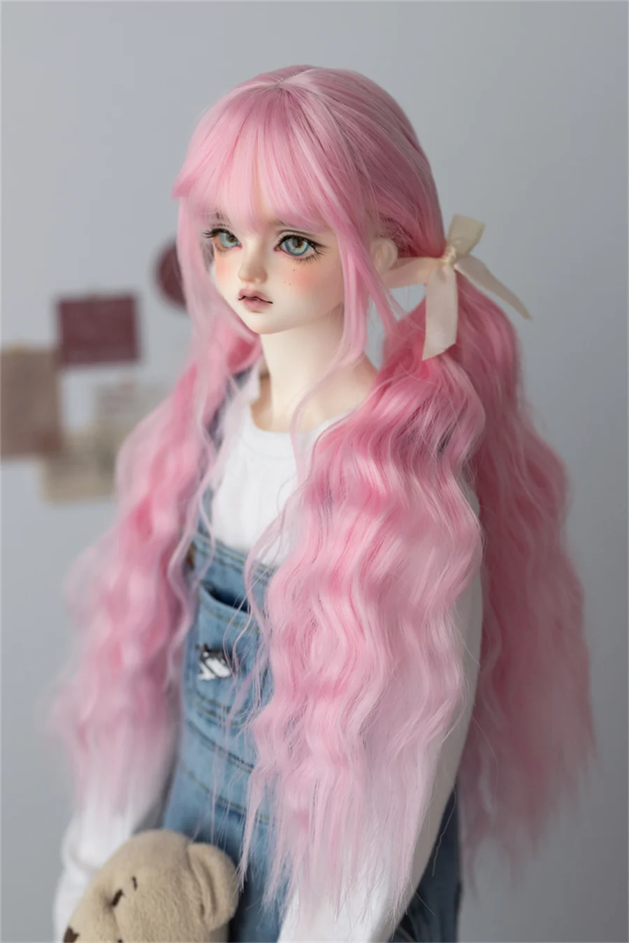 女の子用高温シルクウィッグ,ダブルポニーテールカール,bjd,sd,dd,アクセサリー,1/3,1/4, 1/6,人形なし