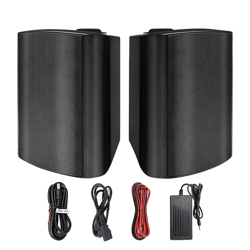 Herdio 2PCS 5.25'' 300W Indoor Outdoor Bluetooth Speakers Waterproof Wired Wall Mount Active Speakers For Garage Deck Home Pool