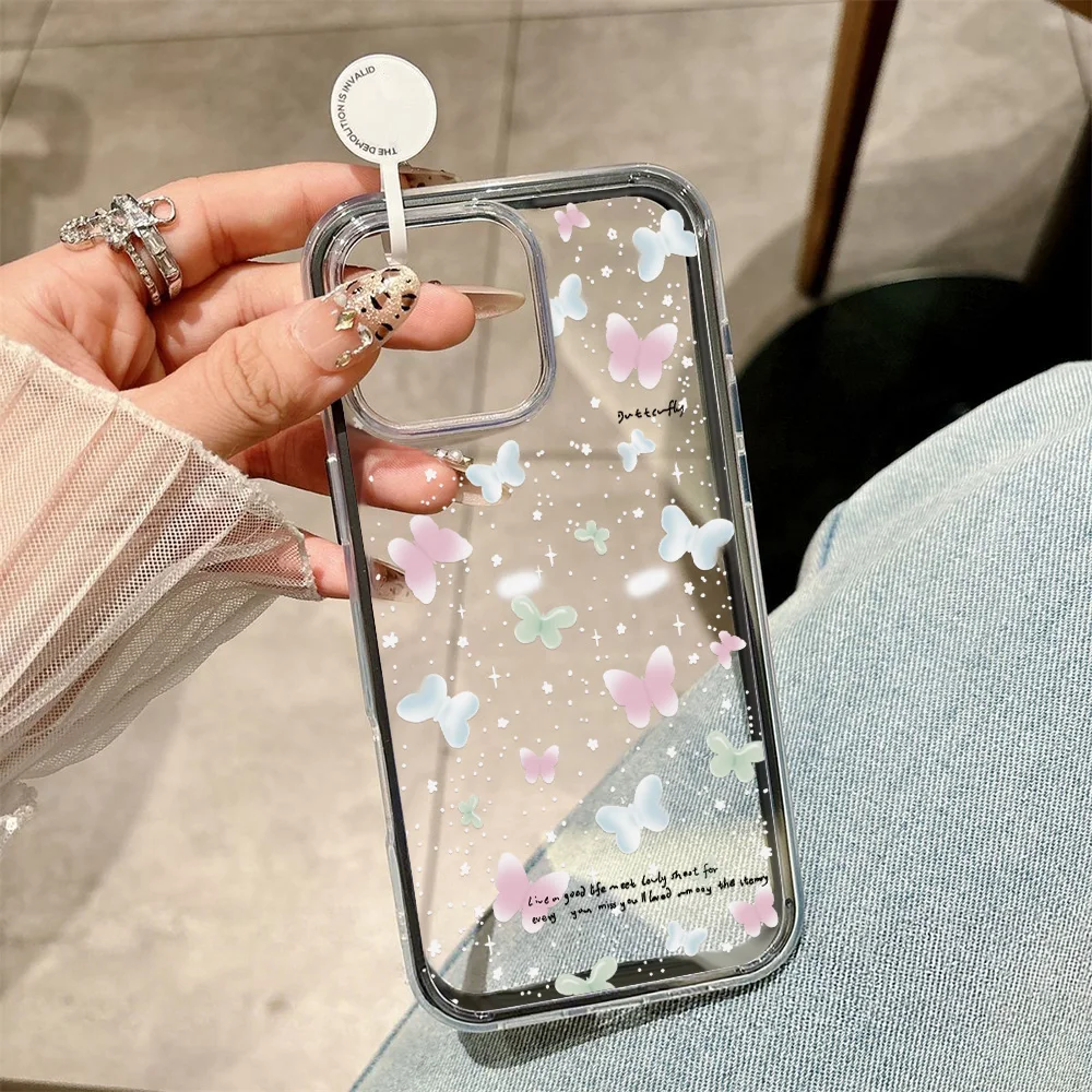 2 in 1 Candy Color Handyhülle für iPhone 11 16 17 Pro Max 13 15 14 12 17 Air 17promax Soft TPU Transparent Flower Funda Cover