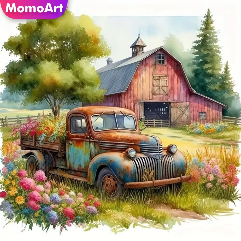 Momoart Diamant-Mosaik Auto-Landschaft DIY Bild Strass-Diamantmalerei Haus-Stickerei Neuerscheinung Heimdekoration