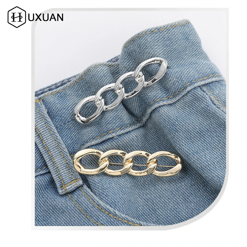 Simple Detachable Pants Clips Adjustable Waist Buckle Nail-free Metal Pins Button For Girls Jeans Waist Tightener