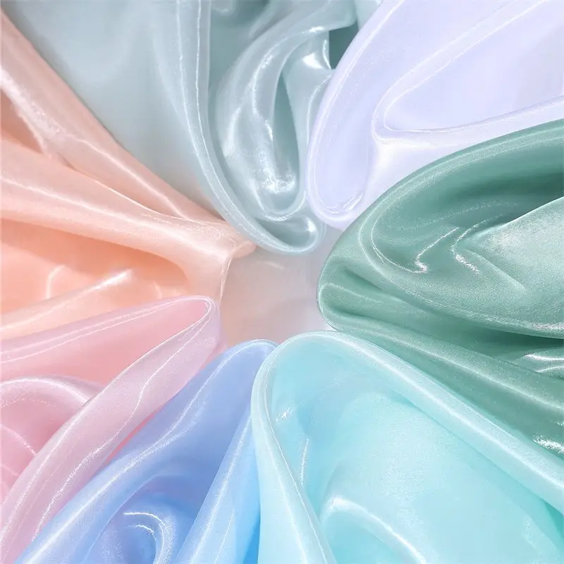 Liquid Organza Fabric By Meters for Needlework Dress Children's Clothing Stage Costume Diy Sewing Shiny Glossy Smooth Cloth Pink