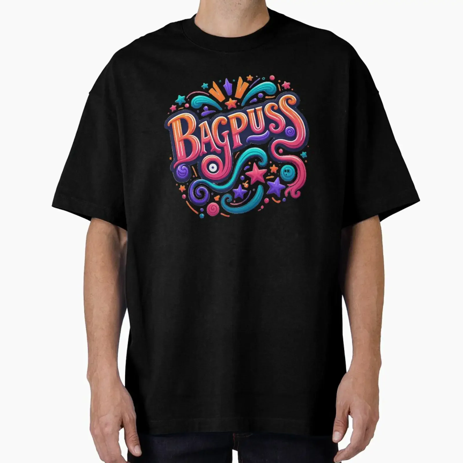 Bright Bagpuss designed and sold by Laura Rung vintage Washed Casual Slightly Top For Everyday Wear Stylish streetwear