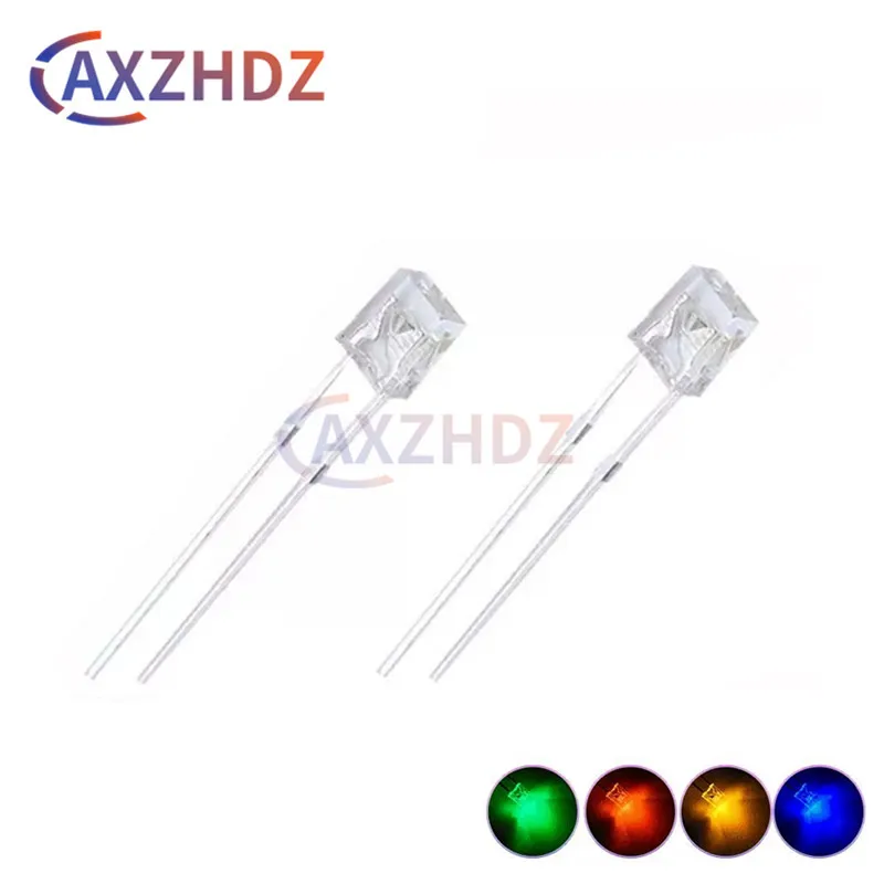 100PCS Square LED 2*3*4MM Emitting Diode Lamp White Red Green Blue Yellow Clear Diffused Color Micro DIY Indicator 3V 2×3×4