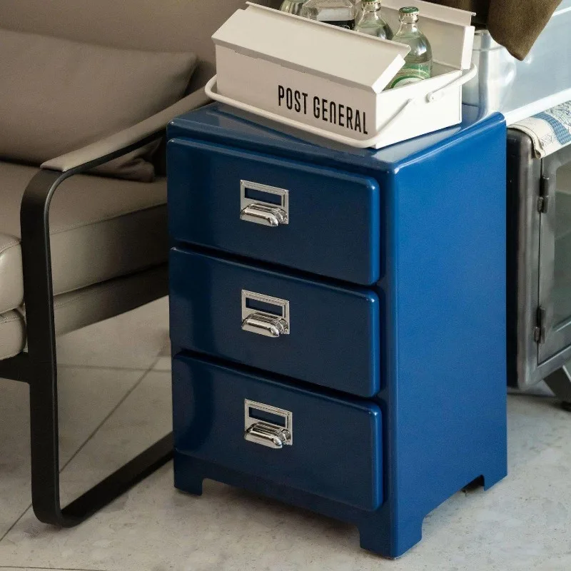 Medieval tin cabinet bedroom storage bedside table, retro three-bucket cabinet c