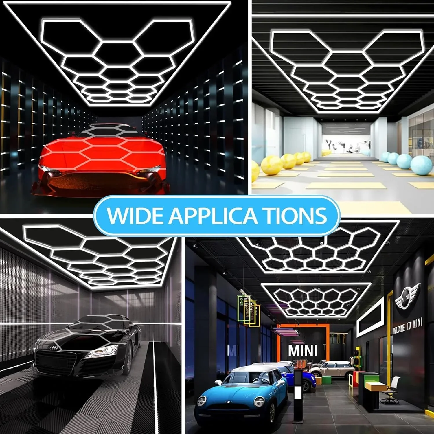 6500k luz branca favo de mel hexágono 110v-240v led luz de teto barbearia ginásio salão de cabeleireiro luzes de garagem para decoração de lavagem de carro