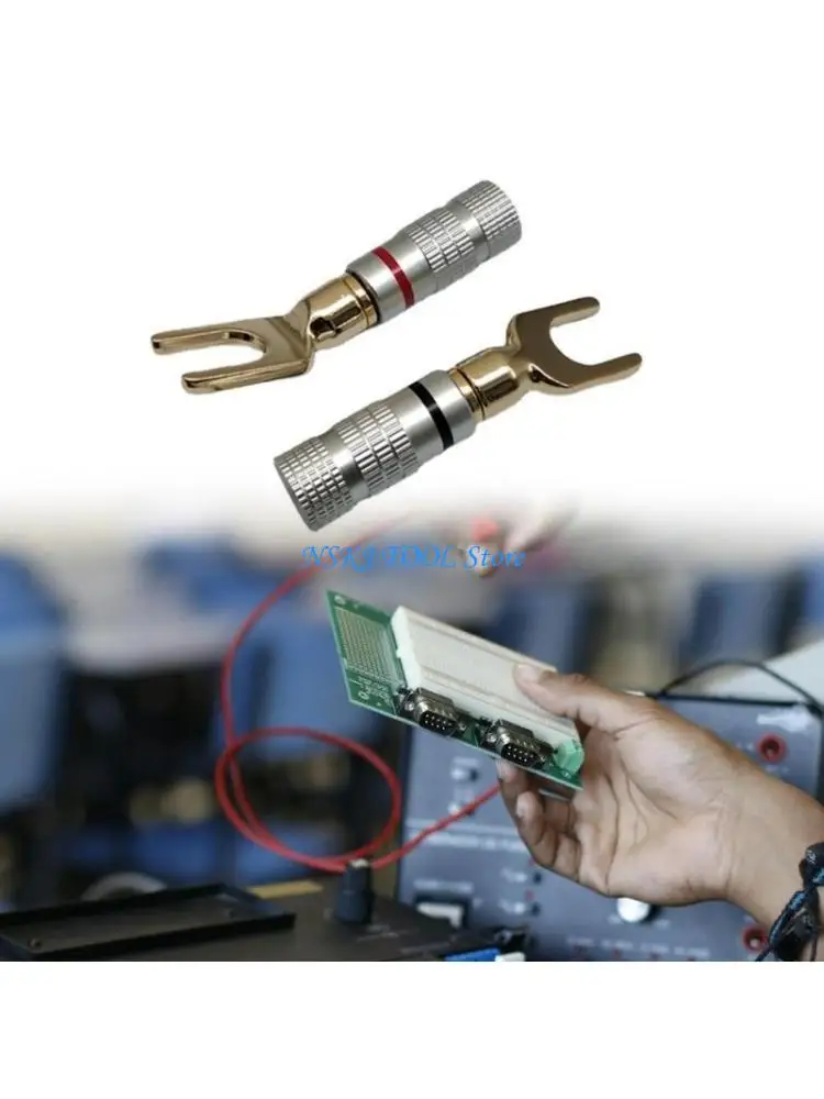 

L8RC Gold Banana Plugs Y Fork Sound Connector Metal Sound Connector for Home Theaters
