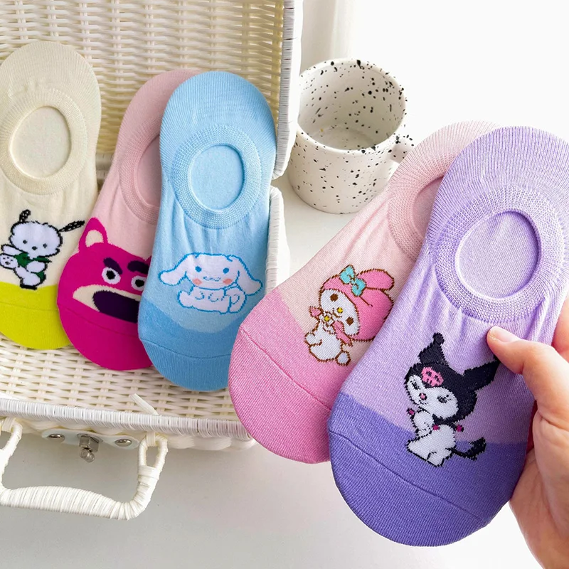 Kawaii Sanrio Socks Hellokittys Kuromi Cinnamoroll Pochacco Anime Cartoon Plushies Short Socks Invisible Socks Soft Breathable