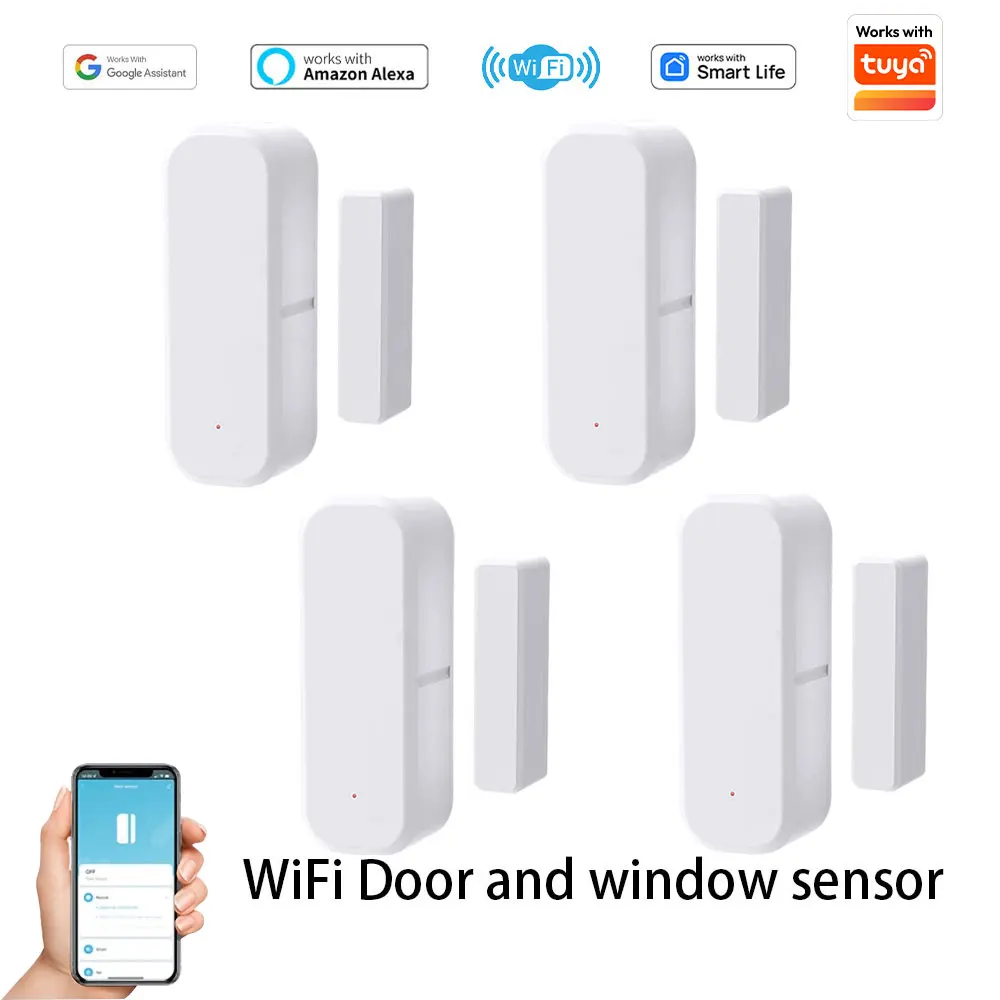 

Tuya WIFI door and window sensor Smart home security alarm Wireless magnetic anti-theft contact detecto works with tuya