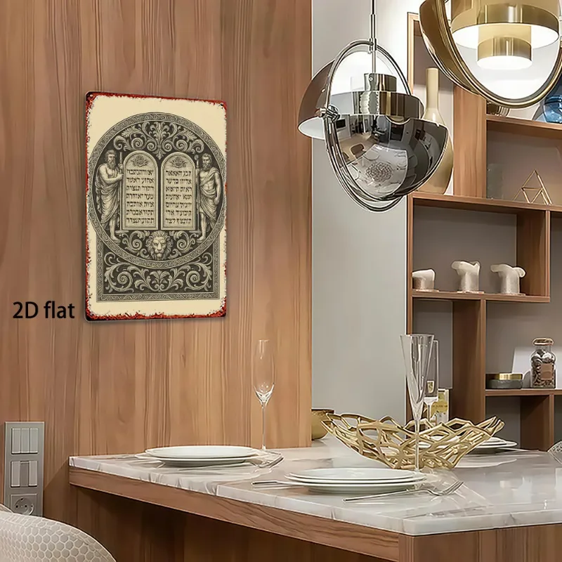 CIFbuy Vintage Aluminum Wall Art Waterproof Ten Commandments Sign For Home Church Synagogue Office Indoor Room Decor