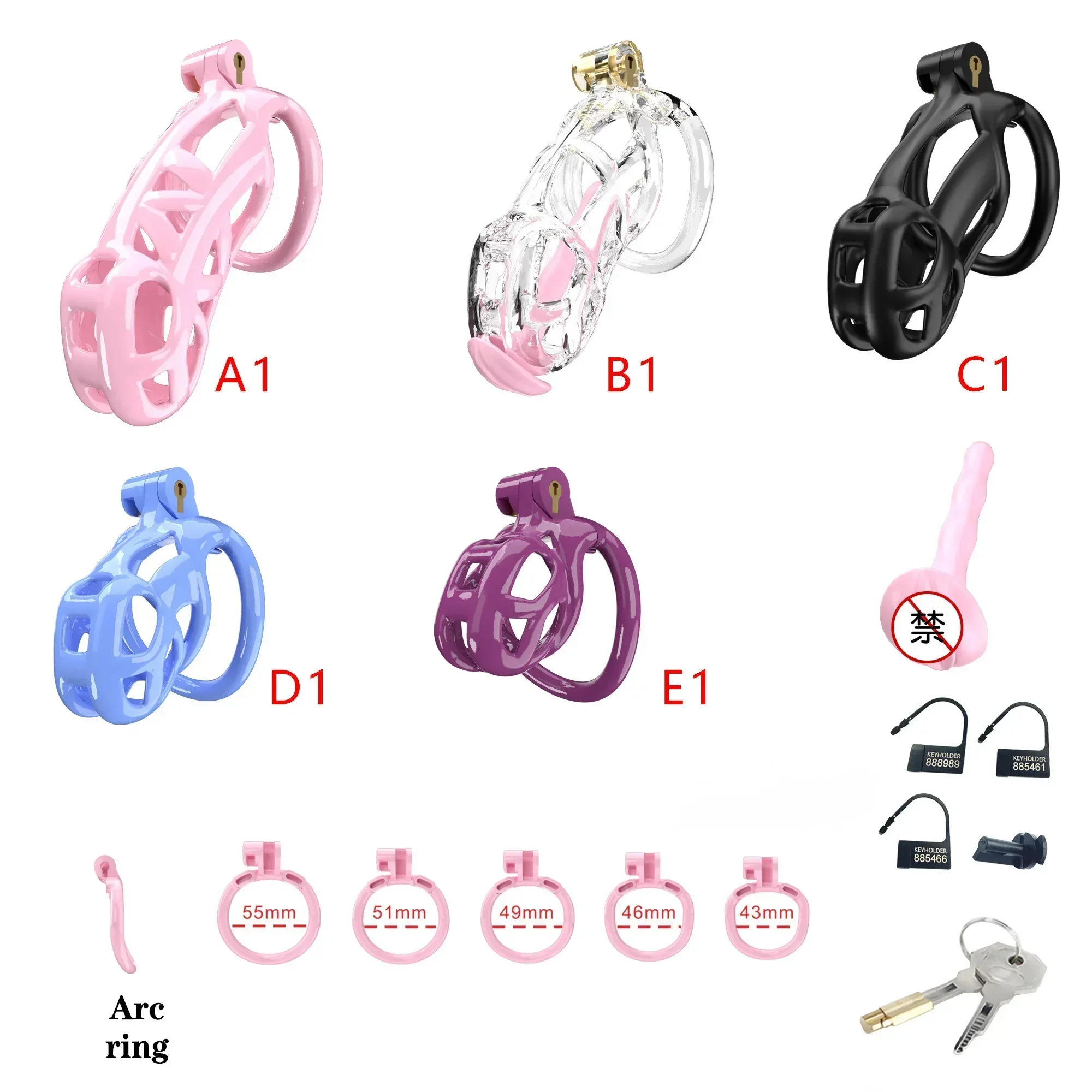 2026 New Mamba Chastity Lock Cage SM Flirting Breathable Resin Male Virginity Device Fetish Male Penis Lock with 5 Rings Sex Toy view 5