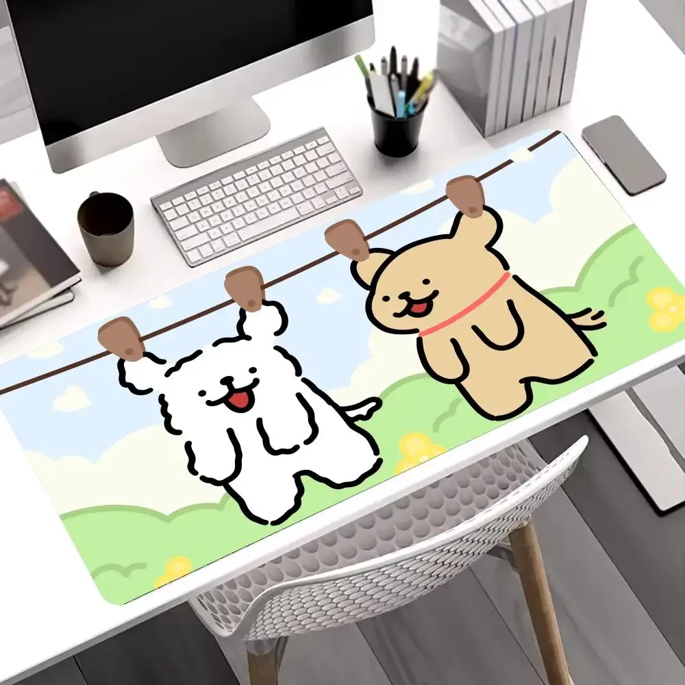 

Cute Line Puppy Dog Mouse Pad Large Gaming Seamed Edge Nootbook Game Rug Mousepads Laptop Tablet Mat PC Table Cushion Playmat