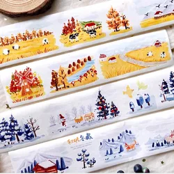 Amazing Autumn Winter Scenery Die Cut PET Washi Tapes Craft Supplies DIY Scrapbooking Card Making Decorative Plan Sticker