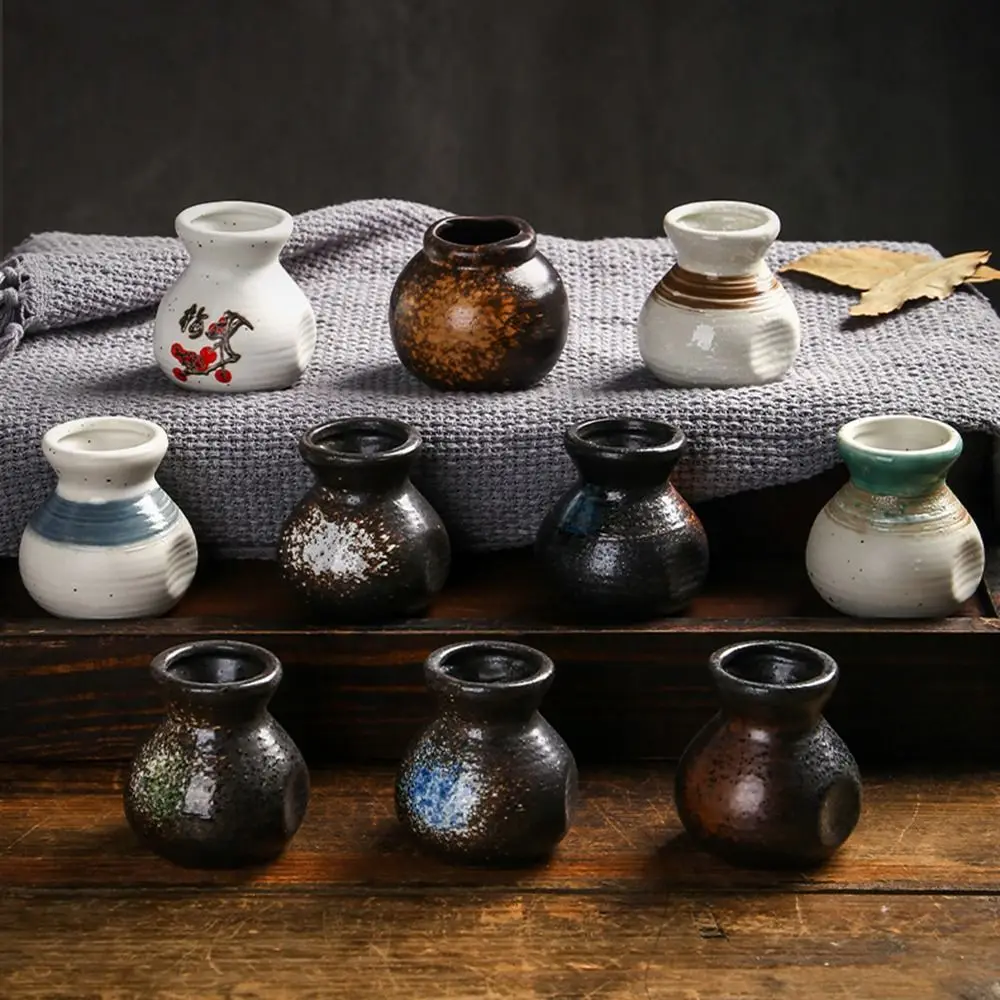 Japanese Style Ceramic Toothpick Holder Retro Simple Toothpick Dispenser Box Mini Small Vases Decor Cotton Swab Storage Jar